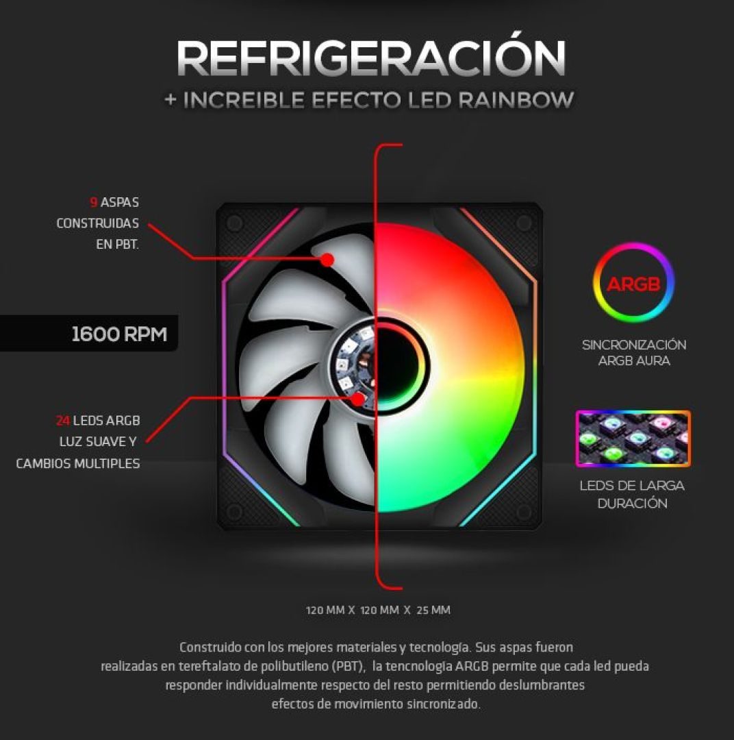Cooler 120mm Sentey F75 ARGB - imagen 3