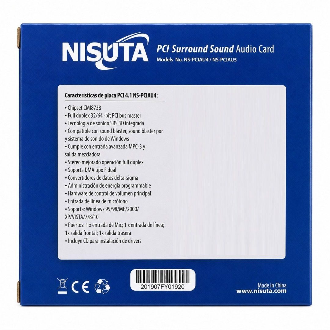 Placa PCI de Sonido - Nisuta NS-PCIAU4 - imagen 3
