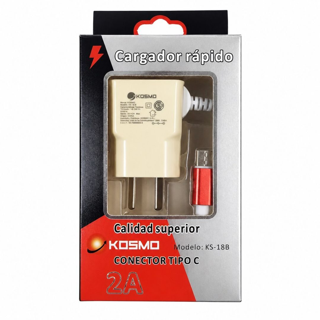 Cargador USB TIPO-C 2A Kosmo