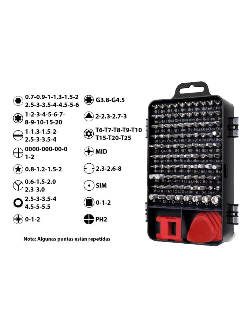 Herramientas. Destornilladores Kit 115 en 1 (p/celulares PC Tablets y Consolas) - imagen 3