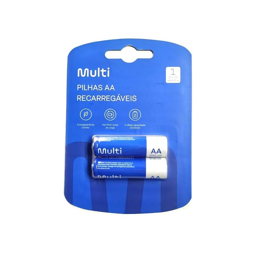 Pila Recargable Multilaser AA 2500 mAh (Pack x2)