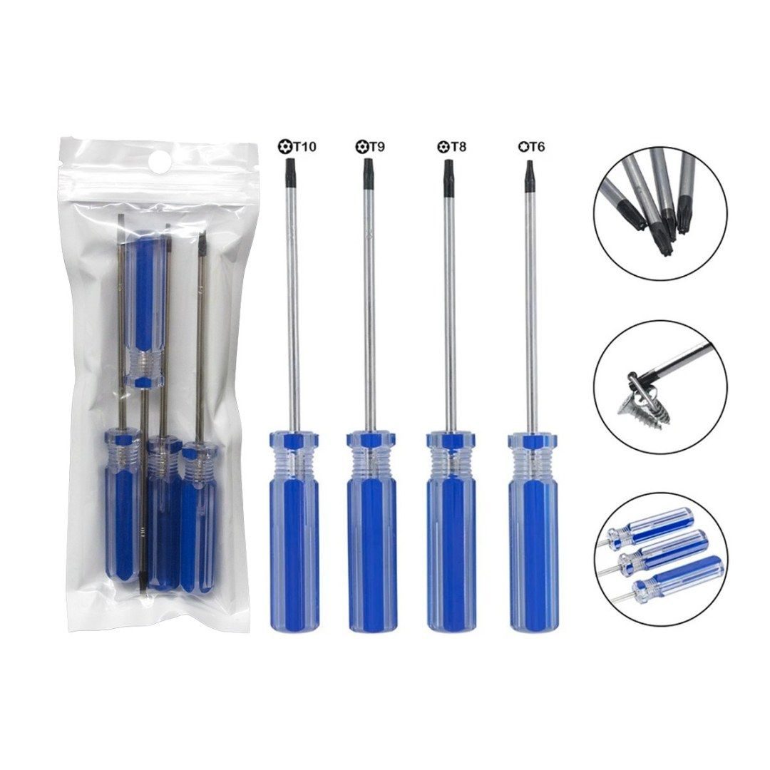 Herramientas. Destornilladores Torx de Seguridad (Kit 4 en 1 - T6, T8, T9, T10) PS3 PS4 PS5 Xbox